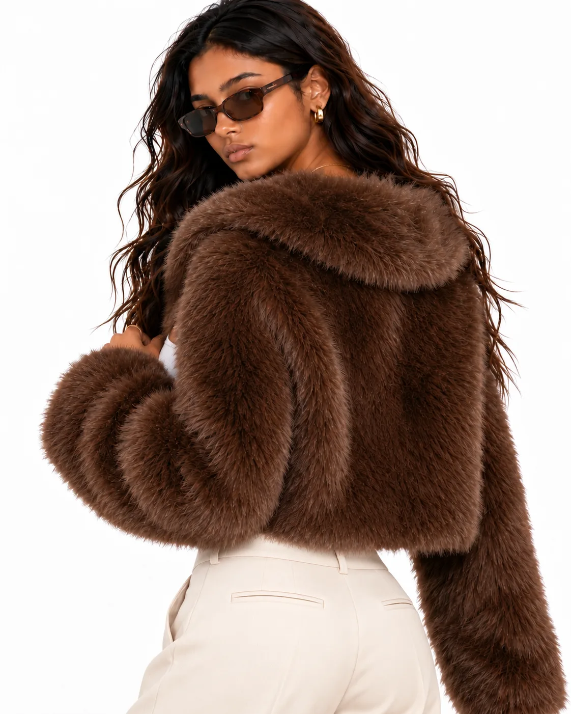 Luxe Brown Sherpa Jacket - Dark Brown