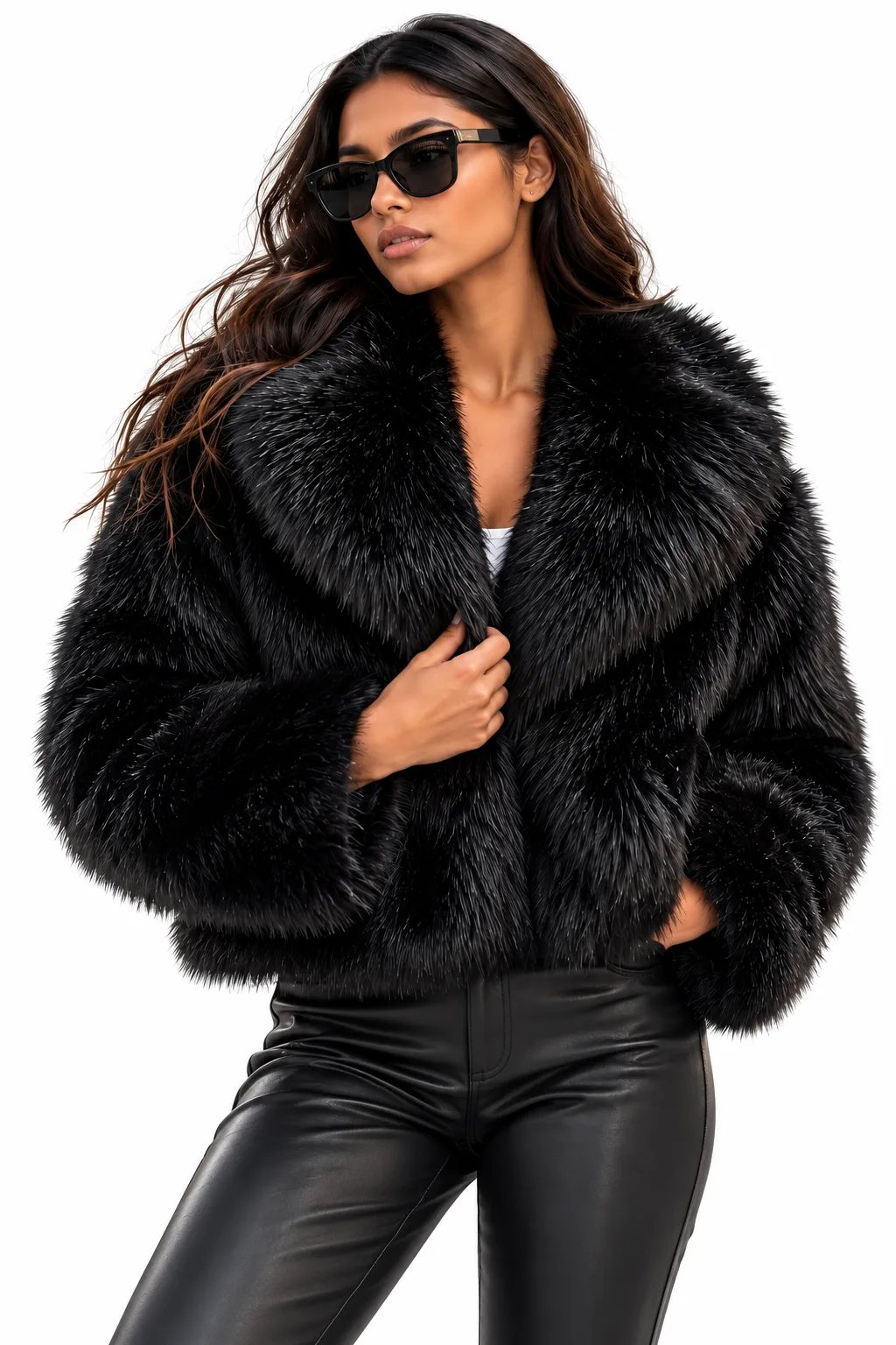 Luxe Black Faux Fur Coat
