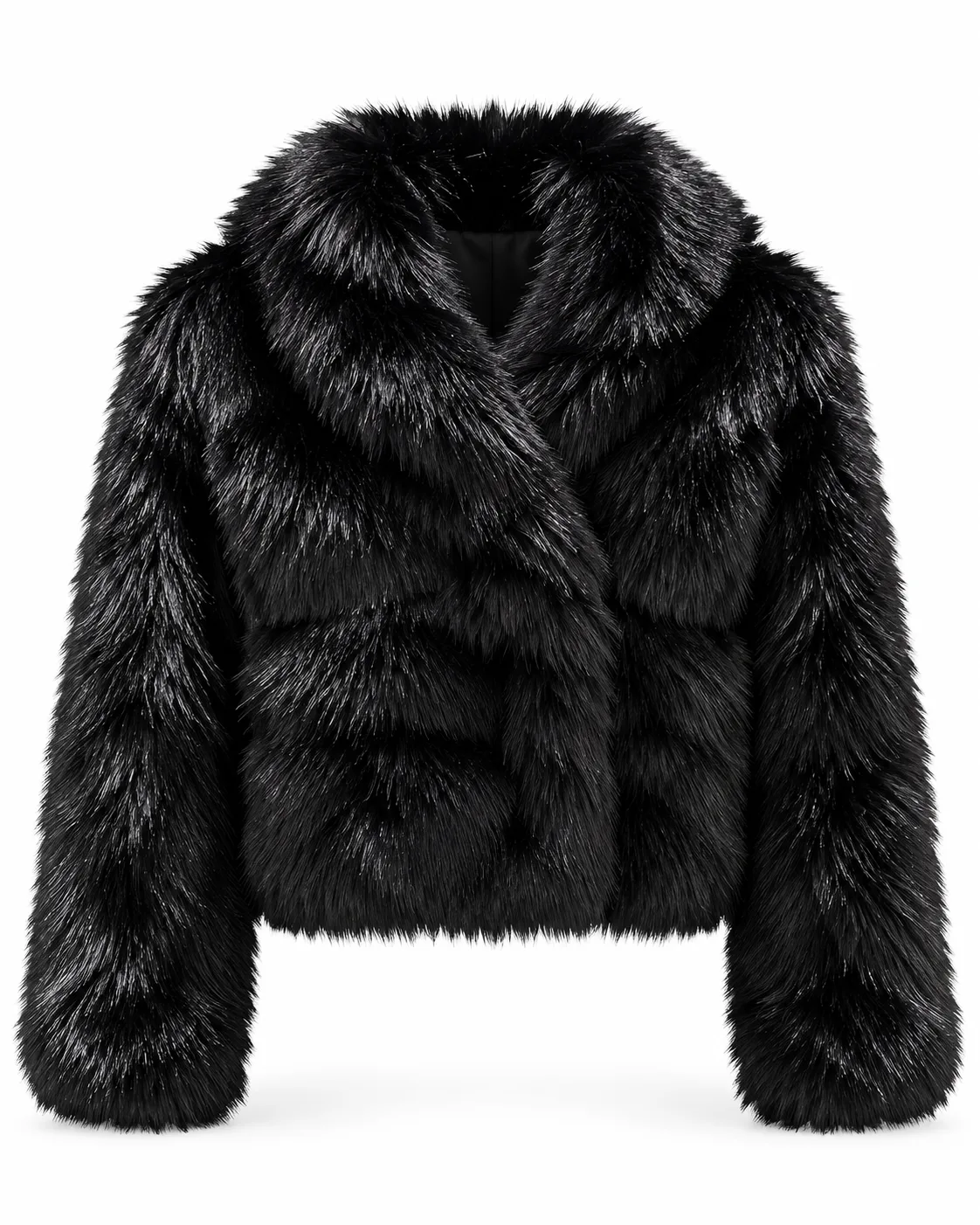 Luxe Black Faux Fur Coat - Black